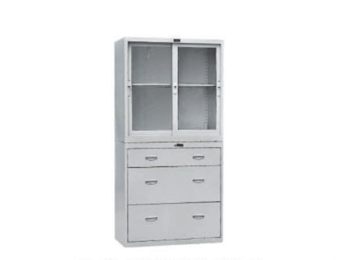 KL97-19噴塑亞光三斗玻璃移門(mén)組合柜